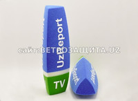 UzReport TV logotipi bilan mikrofon uchun shimgich